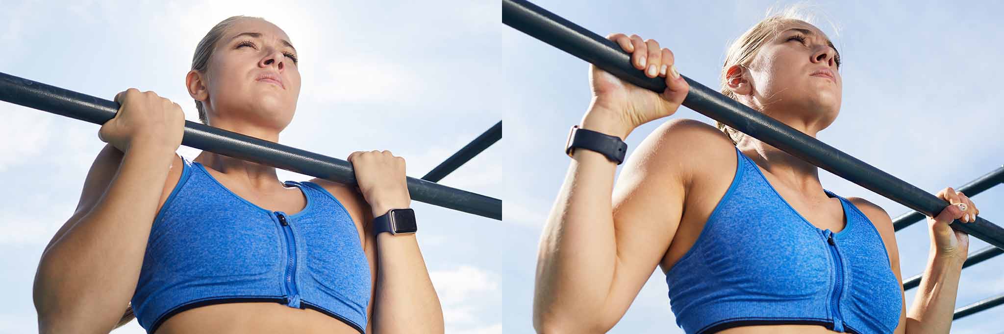 A lady doing pull ups