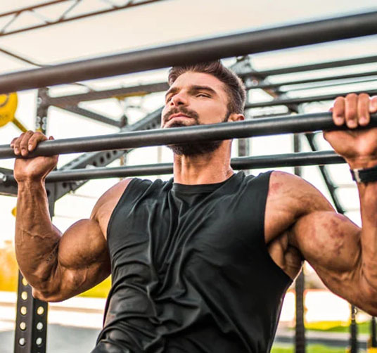 A man doing chin ups