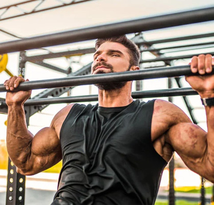 A man doing chin ups